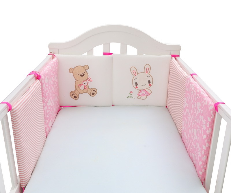 6 Pcs/Set Children Infant Crib Bumper Bed Protector Baby Kids Cotton Cot Nursery for Bear Bumper Boy And Girl Bedding Plush